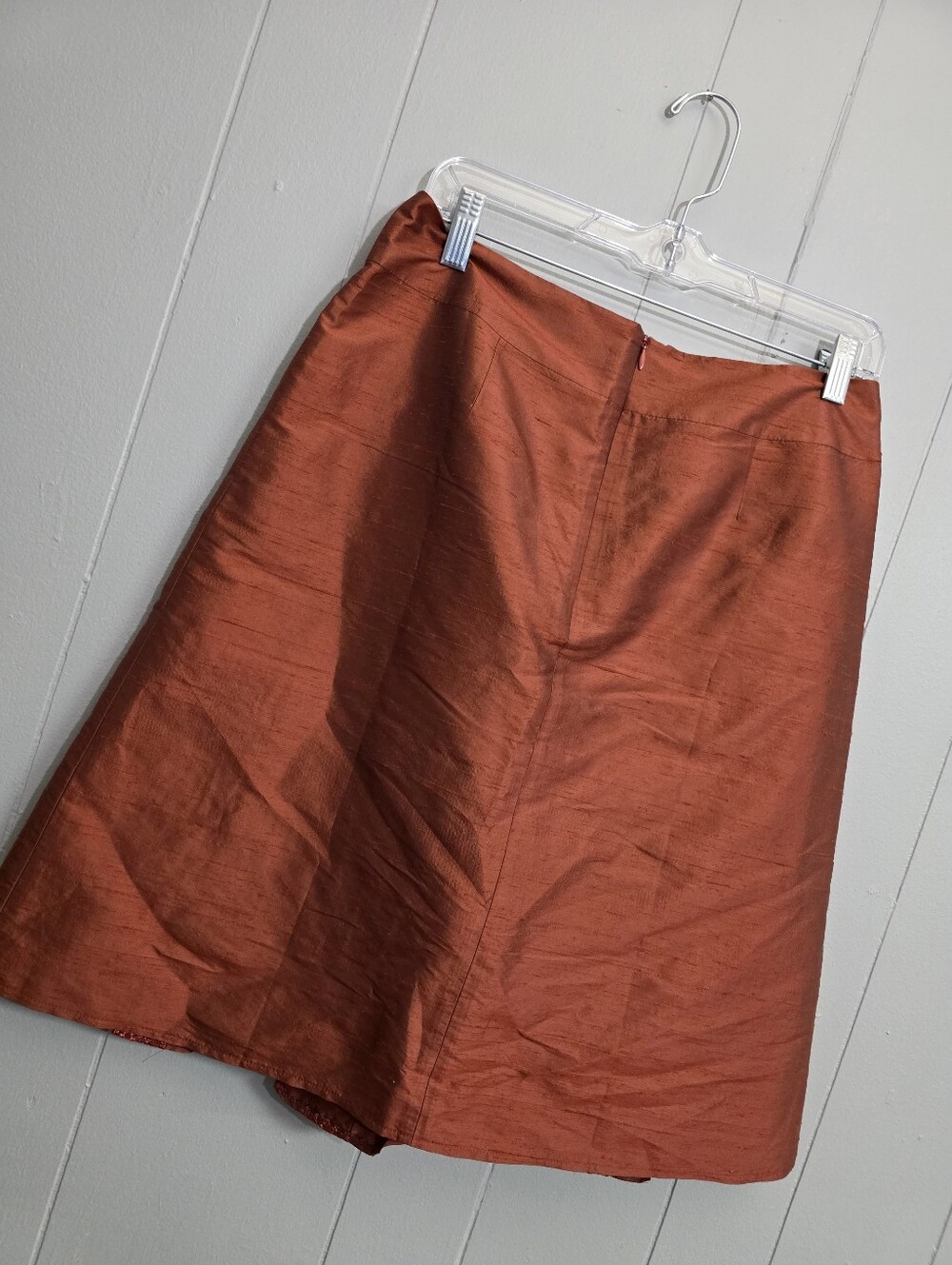 S. Oliver Women Rust Orange Crafted Silk Knee Length Skirt Size 38 - Picture 6 of 10